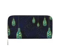 SKKNT Beautiful bottle of under the night sky Print Spacious Trendy Leather Hand Wallet Women Wallet Clutch for Casual and Travel Use, Black, One Size, Art