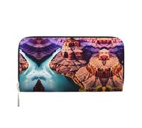 SKKNT Beauty Grand Canyon Print Spacious Trendy Leather Hand Wallet Women Wallet Clutch for Casual and Travel Use, Black, One Size, Art