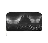 SKKNT Black and white skulls 1 Print Spacious Trendy Leather Hand Wallet Women Wallet Clutch for Casual and Travel Use, Black, One Size, Art