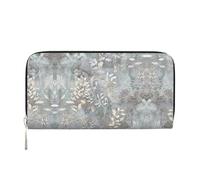 SKKNT Blue Grace Flora Print Spacious Trendy Leather Hand Wallet Women Wallet Clutch for Casual and Travel Use, Black, One Size, Art