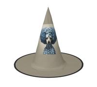 SKKNT Blue Poodle Polka Dot Print Halloween Witch Hat Unisex Carnival Costume Accessory Cap Parties Themed Events
