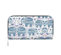 SKKNT Boho Elephant Print Spacious Trendy Leather Hand Wallet Women Wallet Clutch for Casual and Travel Use, Black, One Size, Art
