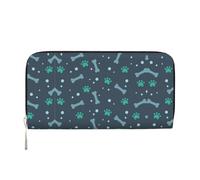 SKKNT Bones and dog claws Print Spacious Trendy Leather Hand Wallet Women Wallet Clutch for Casual and Travel Use, Black, One Size, Art