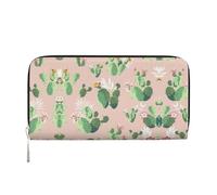 SKKNT Cactus Pattern Print Spacious Trendy Leather Hand Wallet Women Wallet Clutch for Casual and Travel Use, Black, One Size, Art