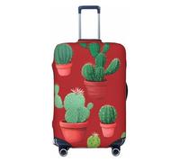 SKKNT Cactus Red Print Washable Suitcase Cover Personalized Luggage Protector Travel Elastic Anti Scratch, Black, M
