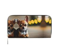 SKKNT Chihuahua Dog 1 Print Spacious Trendy Leather Hand Wallet Women Wallet Clutch for Casual and Travel Use, Black, One Size, Art