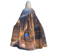 SKKNT City Picture Night Print Adult Hooded Cloak Comfortable Long Costume Halloween Christmas Carnival Theme