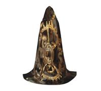 SKKNT Clock Gear Print Hooded Cloak Unisex Variety Wizard Robe Halloween Cosplay And Carnival Gothic