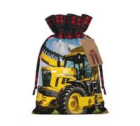 SKKNT Company Farm Tractor Printing Xmas Drawstring Gift Reusable Bag For With Christmas Anniversaries Wrapping Bags