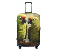 SKKNT Couple Parrots Olive Print Washable Suitcase Cover Personalized Luggage Protector Travel Elastic Anti Scratch, Black, L