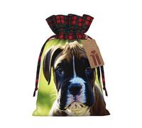 SKKNT Cute Black Pug Dog Printing Xmas Drawstring Gift Reusable Bag For With Christmas Anniversaries Wrapping Bags