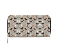 SKKNT Cute Horse Print Spacious Trendy Leather Hand Wallet Women Wallet Clutch for Casual and Travel Use, Black, One Size, Art