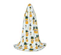 SKKNT Cute Pineapple Print Halloween Hooded Cloak Full Length Cape With Hood For Men And Women For Carnival