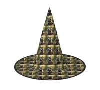 SKKNT Cute Raccoon Print Halloween Witch Hat Unisex Carnival Costume Accessory Cap Parties Themed Events