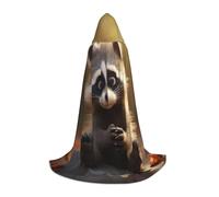 SKKNT Cute Raccoon Print Hooded Cloak Unisex Variety Wizard Robe Halloween Cosplay And Carnival Gothic