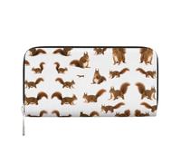 SKKNT Cute Squirrel Print Spacious Trendy Leather Hand Wallet Women Wallet Clutch for Casual and Travel Use, Black, One Size, Art