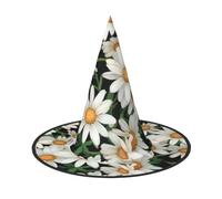 SKKNT Daisy Flower Pattern Print Halloween Witch Hat Unisex Carnival Costume Accessory Cap Parties Themed Events