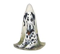 SKKNT Dalmatian Print Halloween Hooded Cloak Full Length Cape With Hood For Men And Women For Carnival