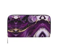 SKKNT Dark purple texture marble 1 Print Spacious Trendy Leather Hand Wallet Women Wallet Clutch for Casual and Travel Use, Black, One Size, Art