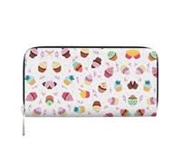 SKKNT Delicious Cupcakes Print Spacious Trendy Leather Hand Wallet Women Wallet Clutch for Casual and Travel Use, Black, One Size, Art