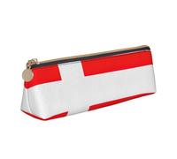 SKKNT Denmark Danish Flag Print Cosmetics Case Large Capacity Triangle Design Zippered Pen Holder for Writing Tools