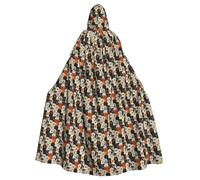 SKKNT Dogs Pattern Print Halloween Unisex Full Length Hooded Cloak For Carnival Cosplay Medieval Festivals