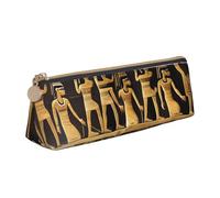 SKKNT Egypts Hieroglyphics Print Cosmetics Case Large Capacity Triangle Design Zippered Pen Holder for Writing Tools