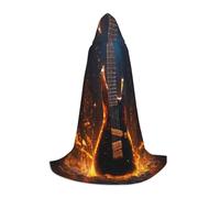 SKKNT Electric Guitar Print Hooded Cloak Unisex Variety Wizard Robe Halloween Cosplay And Carnival Gothic