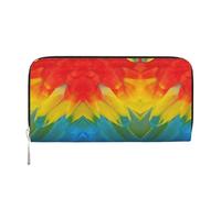 SKKNT Fantastic Parrot Feather Print Spacious Trendy Leather Hand Wallet Women Wallet Clutch for Casual and Travel Use, Black, One Size, Art