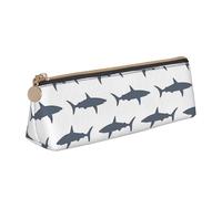 SKKNT fish and shark Print Cosmetics Case Large Capacity Triangle Design Zippered Pen Holder for Writing Tools
