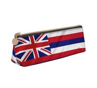 SKKNT Flag of Hawaii American Print Cosmetics Case Large Capacity Triangle Design Zippered Pen Holder for Writing Tools