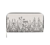 SKKNT Floral Herbs Botanical Engraving Print Spacious Trendy Leather Hand Wallet Women Wallet Clutch for Casual and Travel Use, Black, One Size, Art