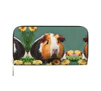 SKKNT flower guinea pig Print Spacious Trendy Leather Hand Wallet Women Wallet Clutch for Casual and Travel Use, Black, One Size, Art
