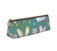 SKKNT Flowers Bunnies Birds Print Cosmetics Case Large Capacity Triangle Design Zippered Pen Holder for Writing Tools