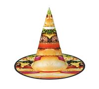 SKKNT Food Pattern Funny Print Halloween Witch Hat Unisex Carnival Costume Accessory Cap Parties Themed Events