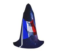SKKNT French Flag Print Hooded Cloak Unisex Variety Wizard Robe Halloween Cosplay And Carnival Gothic