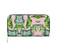 SKKNT Fresh banana leaves Print Spacious Trendy Leather Hand Wallet Women Wallet Clutch for Casual and Travel Use, Black, One Size, Art