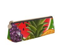 SKKNT Fresh Fruits Pineapple Print Cosmetics Case Large Capacity Triangle Design Zippered Pen Holder for Writing Tools