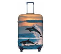SKKNT Funny Animal Dolphin Print Washable Suitcase Cover Personalized Luggage Protector Travel Elastic Anti Scratch, Black, M