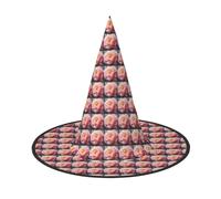 SKKNT Garden Peony Print Halloween Witch Hat Unisex Carnival Costume Accessory Cap Parties Themed Events