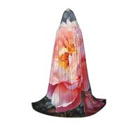 SKKNT Garden Peony Print Hooded Cloak Unisex Variety Wizard Robe Halloween Cosplay And Carnival Gothic