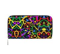 SKKNT Gay Pride Rainbow Print Spacious Trendy Leather Hand Wallet Women Wallet Clutch for Casual and Travel Use, Black, One Size, Art