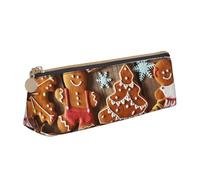 SKKNT gingerbread cookies Print Cosmetics Case Large Capacity Triangle Design Zippered Pen Holder for Writing Tools