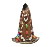SKKNT Gingerbread Man Candy Print Hooded Cloak Unisex Variety Wizard Robe Halloween Cosplay And Carnival Gothic