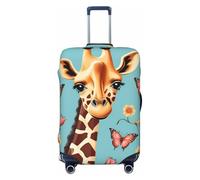 SKKNT Giraffe Heart Flower Butterfly Print Washable Suitcase Cover Personalized Luggage Protector Travel Elastic Anti Scratch, Black, XL