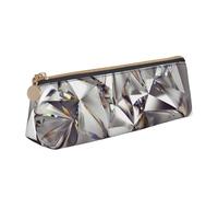 SKKNT Glitter Abstract Diamond Crystal Pattern Print Cosmetics Case Large Capacity Triangle Design Zippered Pen Holder for Writing Tools
