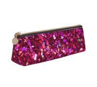 SKKNT Glitter pattern Print Cosmetics Case Large Capacity Triangle Design Zippered Pen Holder for Writing Tools