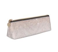 SKKNT Glittery Pretty Pattern Print Cosmetics Case Large Capacity Triangle Design Zippered Pen Holder for Writing Tools