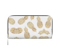 SKKNT golden pineapple background Print Spacious Trendy Leather Hand Wallet Women Wallet Clutch for Casual and Travel Use, Black, One Size, Art