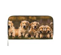 SKKNT Golden Retriever dogs puppies pets Print Spacious Trendy Leather Hand Wallet Women Wallet Clutch for Casual and Travel Use, Black, One Size, Art